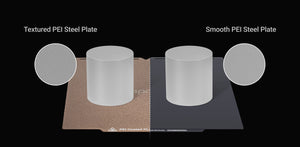 Snapmaker U1 build plate finishes compared — smooth versus textured PEI; this listing is the smooth plate