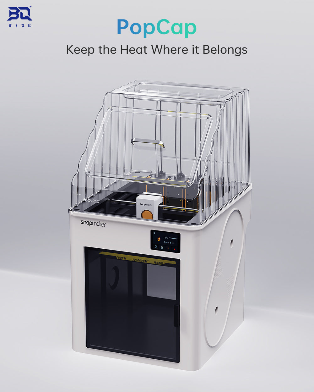 BIQU PopCap top cover for Snapmaker U1 — transparent high-temperature PC enclosure overview