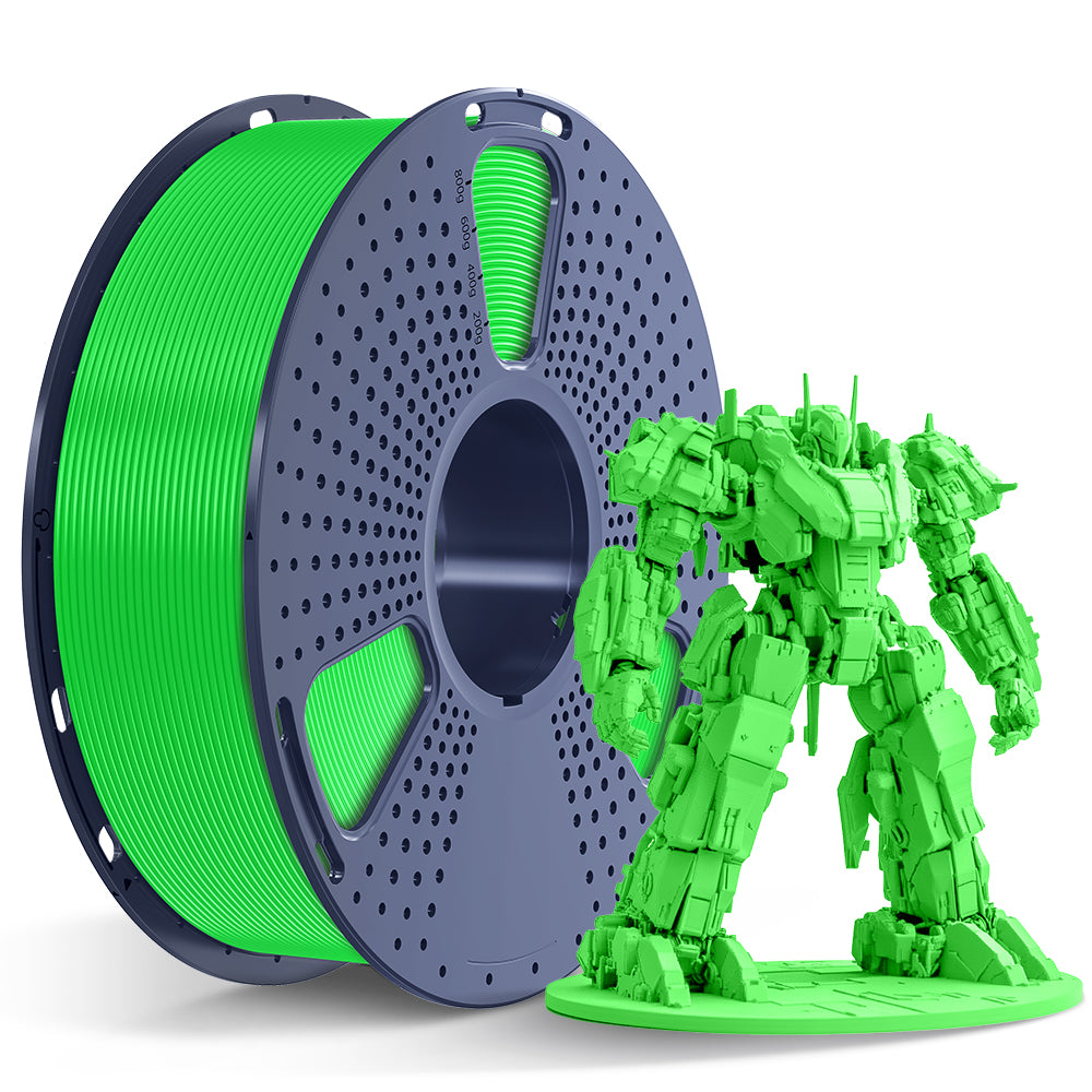 Sunlu PLA+ Filament — green spool beside a model printed in the same filament