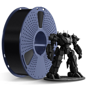 Sunlu PLA+ Filament — black spool beside a model printed in the same filament
