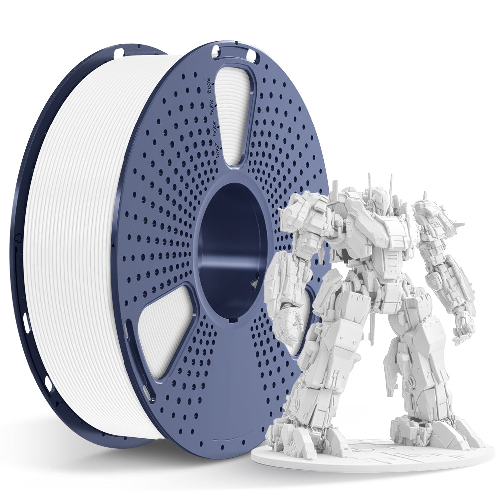 Sunlu PLA+ Filament — white spool beside a model printed in the same filament