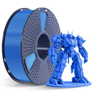 Sunlu PLA+ Filament — light blue spool beside a model printed in the same filament