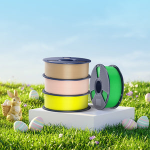 Sunlu PLA+ Filament — four spools photographed outdoors on grass