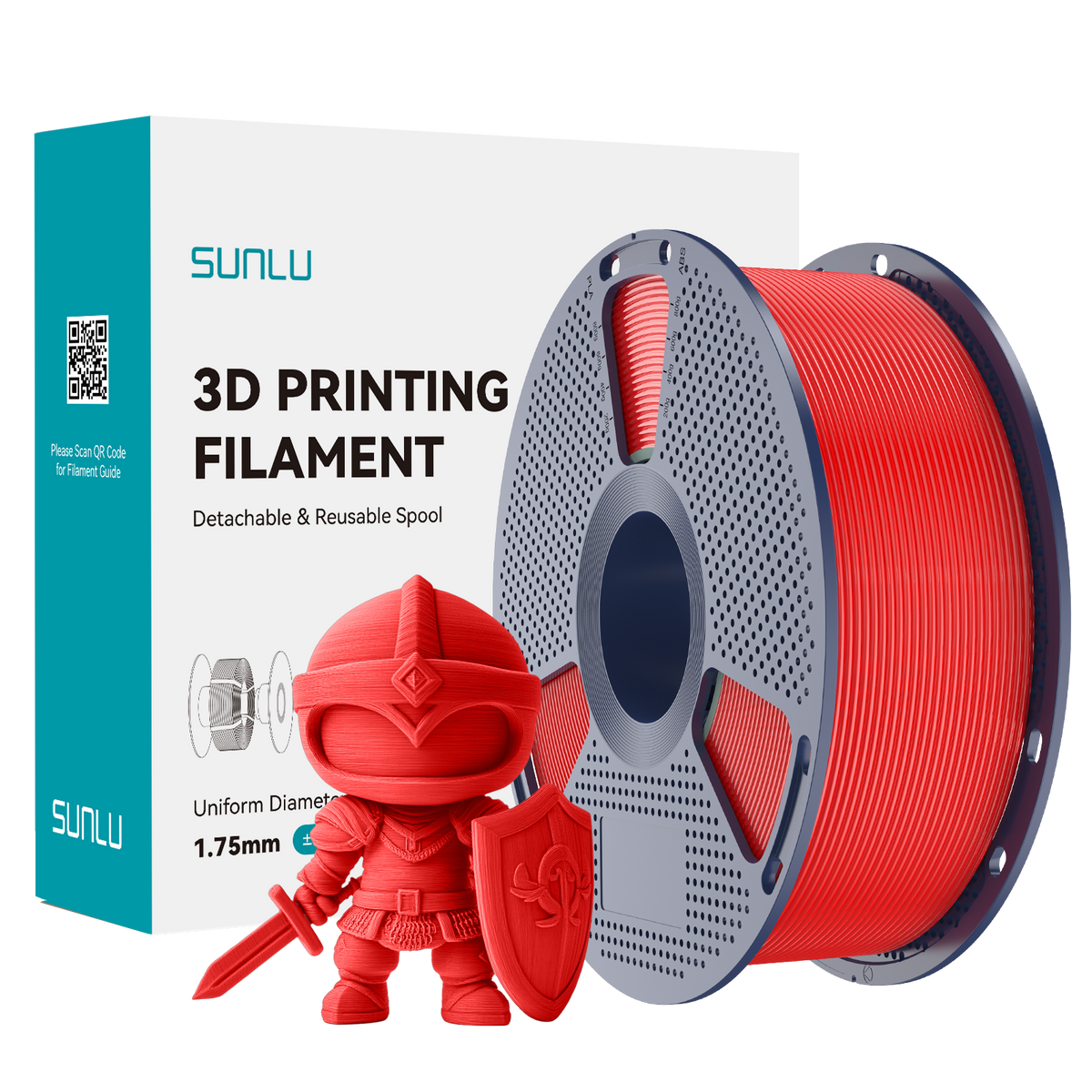 Sunlu PLA+ Filament — Red 1 kg spool