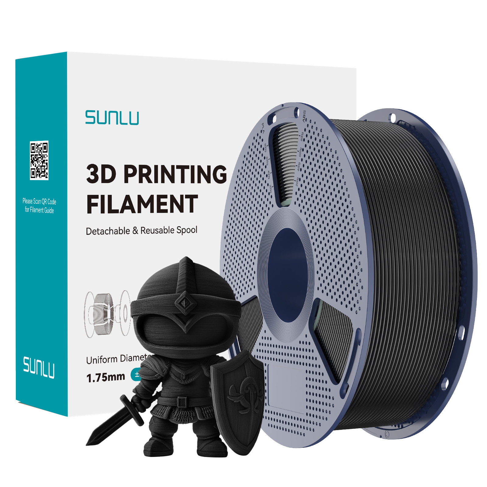 Sunlu PLA+ Filament — Black 1 kg spool