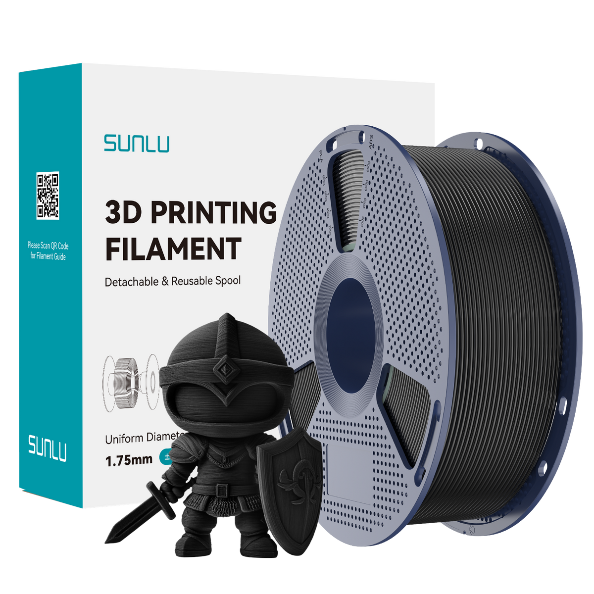 Sunlu PLA+ Filament — Black 1 kg spool