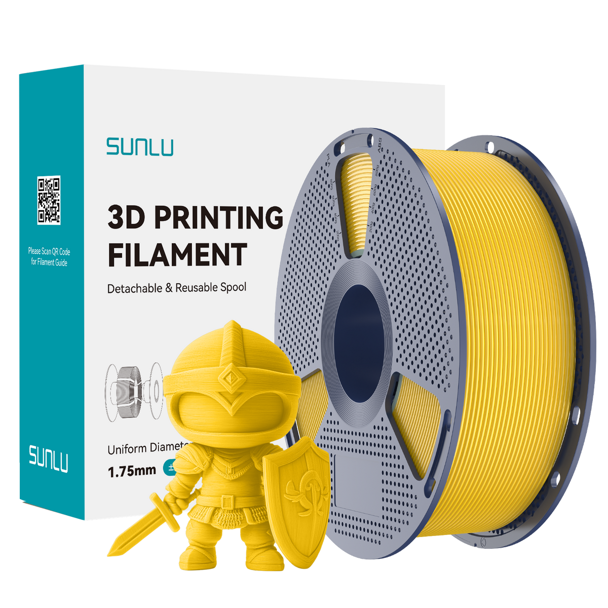 Sunlu PLA+ Filament — Vivid Yellow 1 kg spool, second view