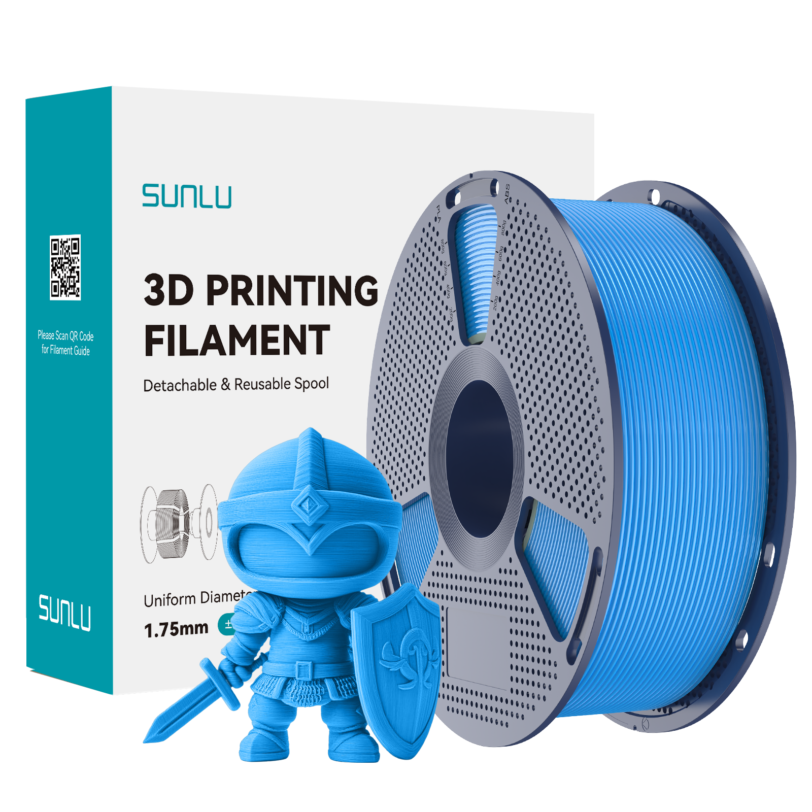 Sunlu PLA+ Filament — Cyan 1 kg spool