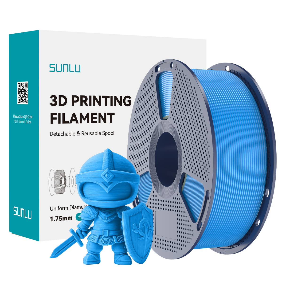 Sunlu PLA+ Filament — Cyan 1 kg spool