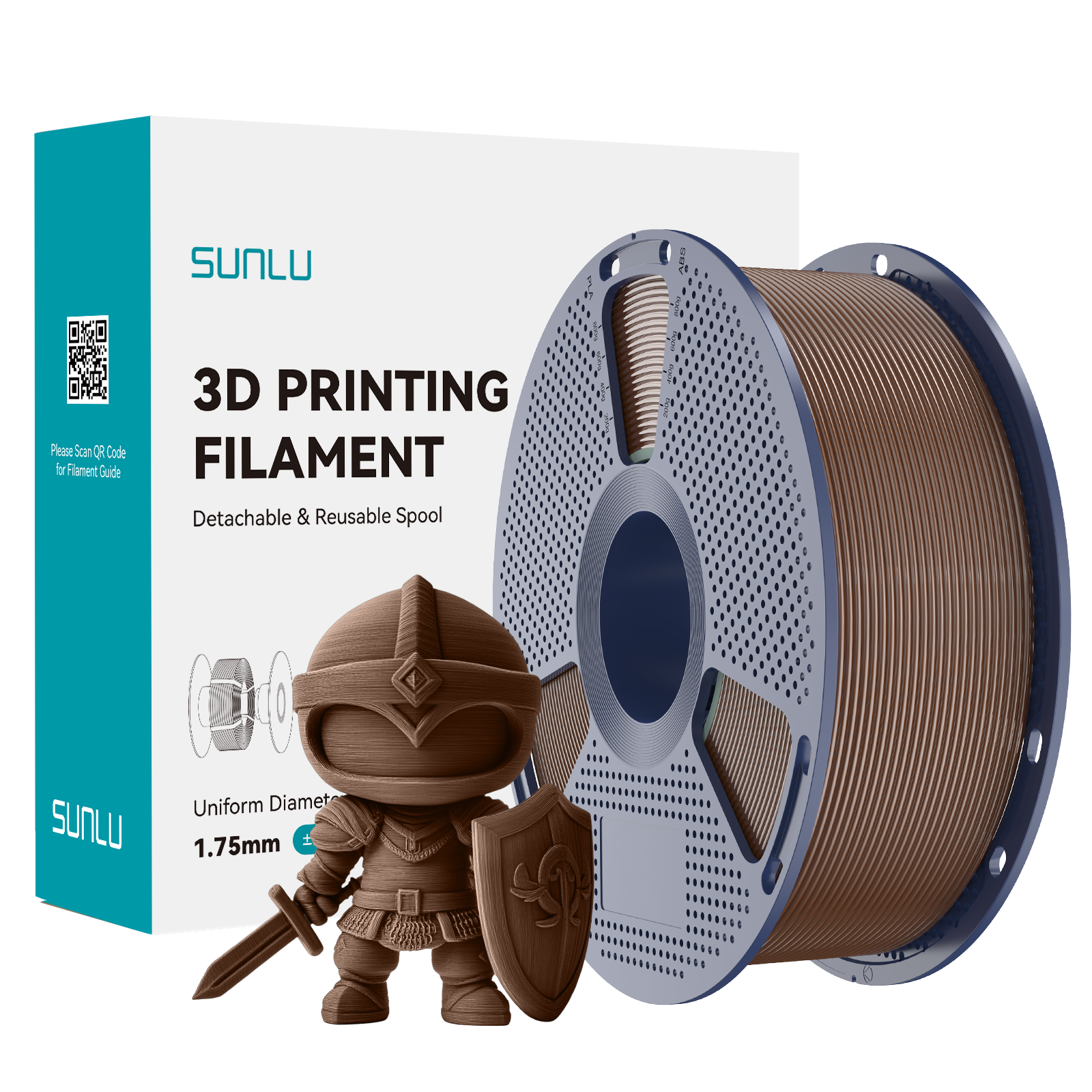 Sunlu PLA+ Filament — Coffee Brown 1 kg spool