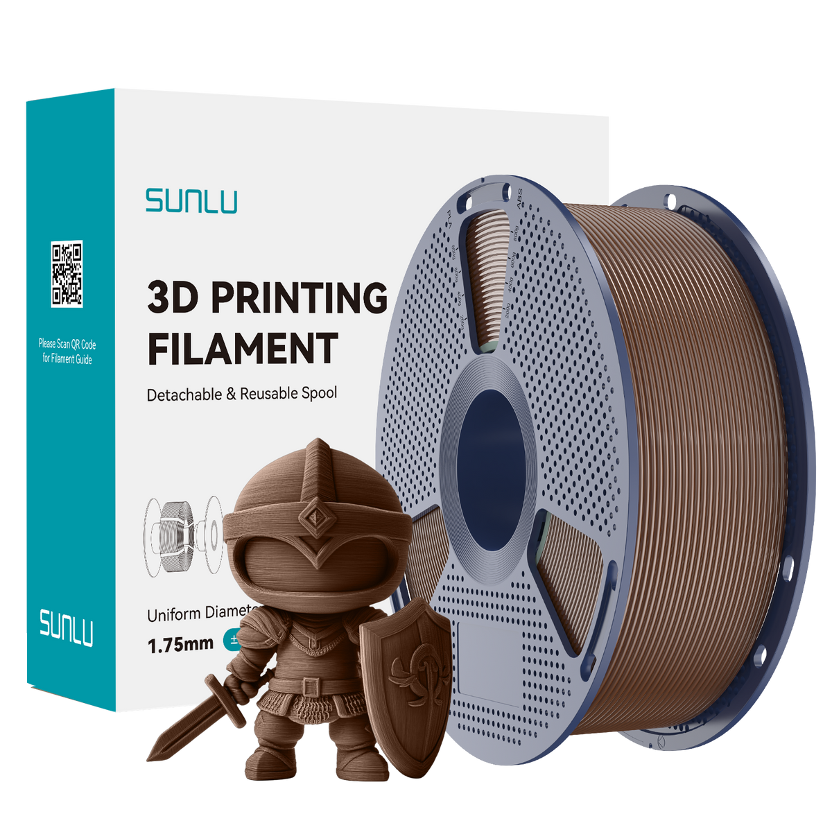Sunlu PLA+ Filament — Coffee Brown 1 kg spool