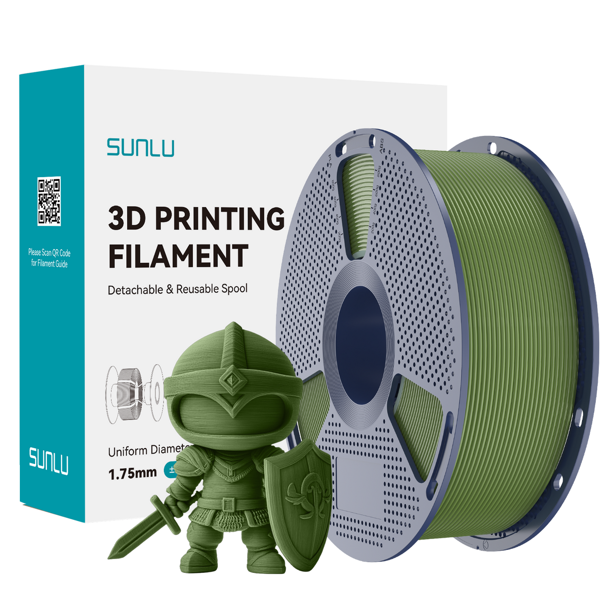 Sunlu PLA+ Filament — Olive Green 1 kg spool